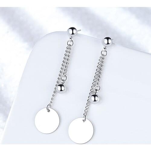 Utimtree Trendy 925 sterling silver Drop Earrings for Women Round Beads Tassel Dangle Earring Jewelry oorbellen brincos