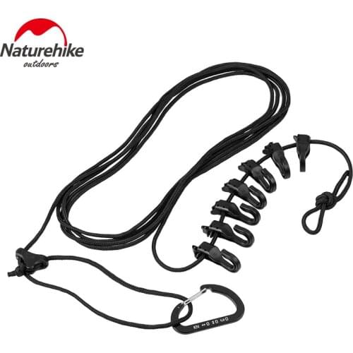 Naturehike 4.2m Hanging Rope With Hooks Multi-purpose Adjustable Clothesline Anti-skid Nylon Rope Sling Camping Tools Portable