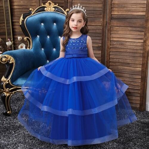 Flower Vintage Embroidery Baby Girls Dress Opening Ceremony Clothing Tutu Party Elegant Wear Girls Princess Dress Kids Vestidos