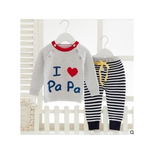 2019 Baby Girl Boy Knitted Autumn Sweater Kids Knitting Outwear Long Sleeve Baby Clothes Clothing 2Pieces(Tops+Pants)