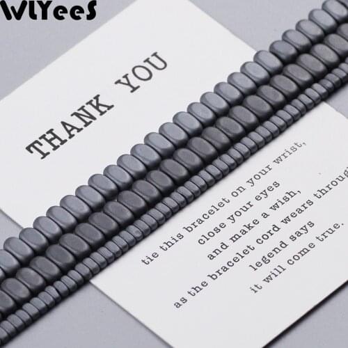 WLYeeS Matte Rectangle Geometry Beads Natural Hematite Stone Cuboid Loose Spacer Beads for Jewelry Bracelet Earring Making DIY