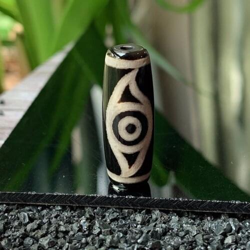 1PC 30mm Phoenix Eyes Natural Tibetan Dzi Agates Beads Vintage Buddha Jewelry Black Agat Stone Beads for Women Men Reiki Healing