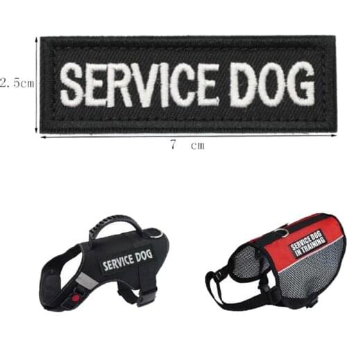 1PC Hot Sale 3D Embroidery Black White English Letter Service Dog in Safety Training Patch Pet Strap Cloth Sticker Badge