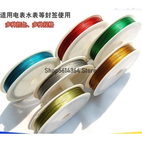 1Pc Red Yellow Blue Green Gray 30M/Roll 0.6mm Rubber Coating Lead Sealing Wire with Various Seal 7 Shares Stainless Steel Wire