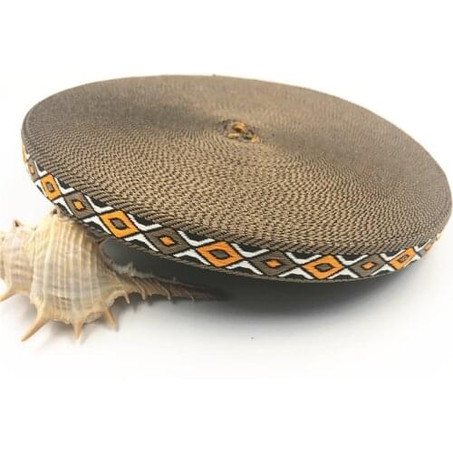 10Yards 15mm 5/8" Yellow Brown Pattern Splied Ribbon DIY Wrapping Home Party Decoration Brwon Woven Jacquard Ribbon