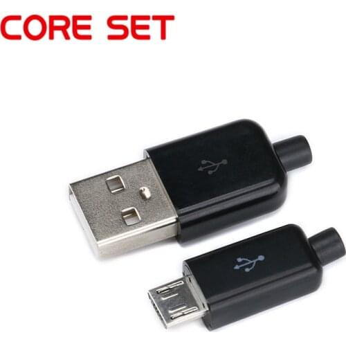 10pcs/lot Black Micro USB Male Plug USB Connector DIY Kit with Covers welding Data OTG line interface DIY data cable accessories