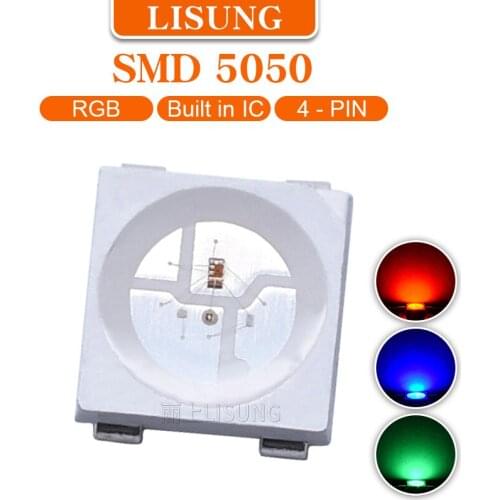 1000pcs/bag 5v 5050 Rgb Led Built-in Ic Emitting Diode Lamp Smd addressable Light Beads Chip Tricolor Red Blue Green Fullcolor