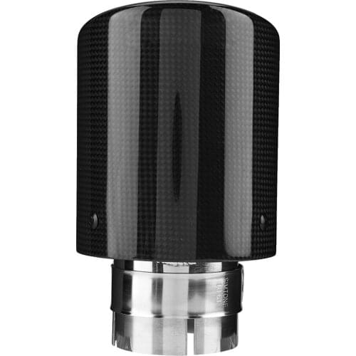 168mm/6.6inch Carbon Fiber Style stainless steel Car Modified Single Outlet Exhaust Pipe Muffler Tip Tail Throat 63-101mm Black