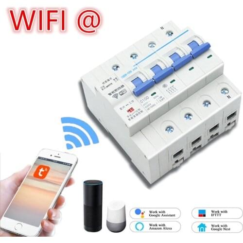 4P WiFi Smart Circuit Breaker Switch Smart Home Automation Overload Short Circuit Voice Control with Amazon Alexa Google home
