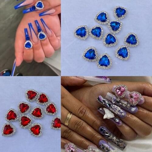 5Pcs Alloy+Zircon Claw Charms Heart Shape AB Crystal Rhinestones Metal Nail Decorations Glitter Luxury Jewelry Accessories