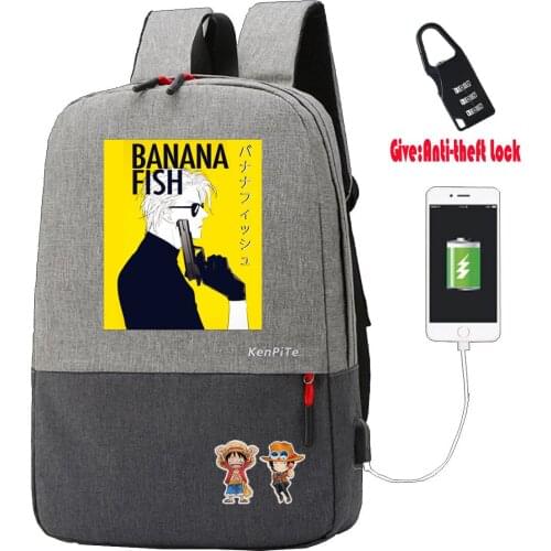 Anime Banana Fish Backpack Anti-theft USB Charging Knapsack student book Bags UNISEX Laptop bag teenagers Travel backpack