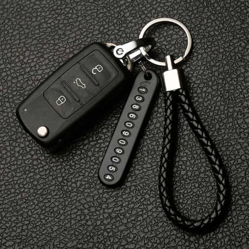 Anti-lost Car Keychain Set of Phone Number Keyring Phone Number Plate Key Ring Vehicle Chain Pendant Car Interior Accessories