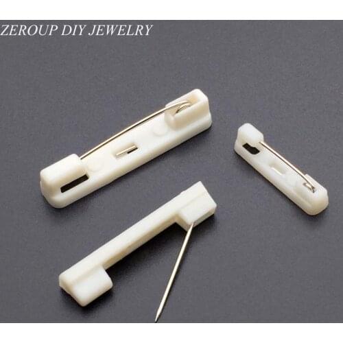 ZEROUP 40pcs Milk White Brooch Base Back Bar Pins Setting Supplies for Jewelry Finding