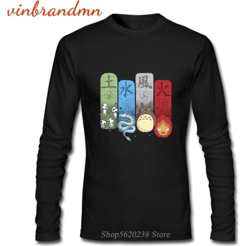 Vogue Totoro Long Sleeve T Shirts Ghibli Elemental Charm Totoro Print T-shirt Miyazaki Hayao Cartoon High Quality Cotton Tshirts