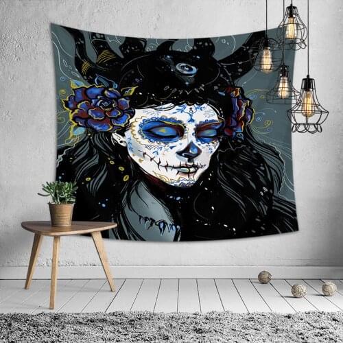 Witch tapestry bedroom spiritual drap decoration mural 3d print carpet boho decor skull blanket