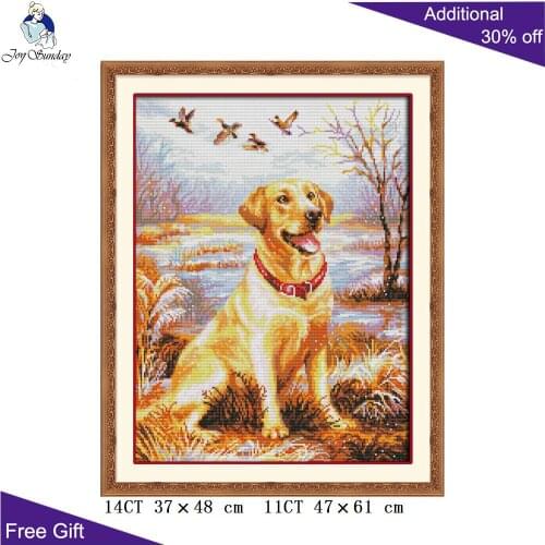 Joy Sunday Cross Stitch D969 14CT 11CT Counted and Stamped Home Decoration Labrador Retriever Cross Stitch Kits