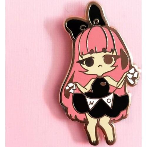 Kawaii Black Dress No Girl Hard Enamel Pins Anime Chibi Lapel Pin Badge Brooch Gift