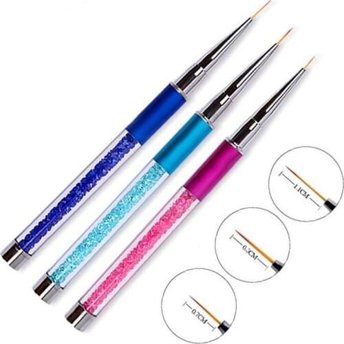 7/9/11mm Nail Art Brush Painting Flower Drawing Lines Liner Pen Crystal Rhinestone Metal Acrylic UV Gel Polish Tip Tool