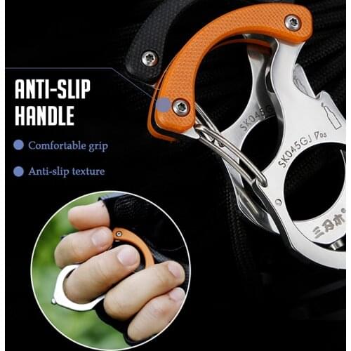 2021 Stainless Steel Survival Tool Carabiner Glass Breaker Outdoor EDC Key Ring Outdoor Multi-tool Key Chain Ring Camping