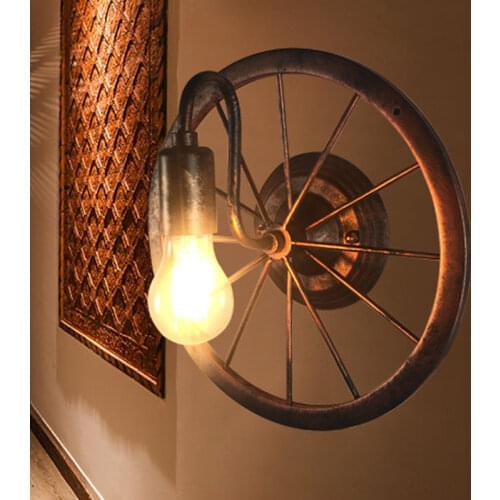 Retro wheel wall lamp industrial restaurant wall cafe aisle corridor lamp creative American loft wall lamp