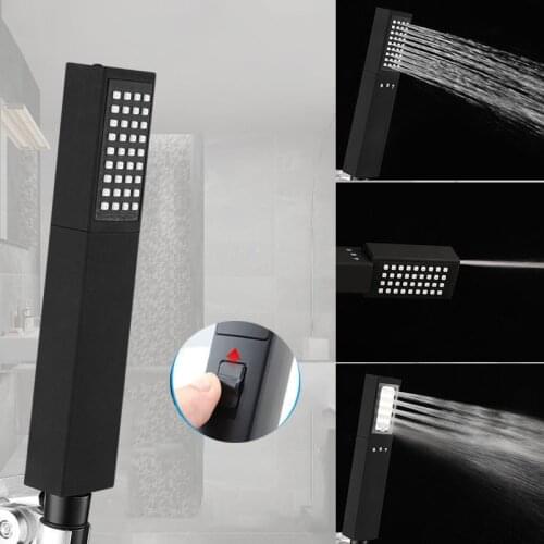 Square Shower Head 3 Adjustable Matte Black Shower Heads Boost Water Saving Shower Rotate To Adjust The Water Outlet