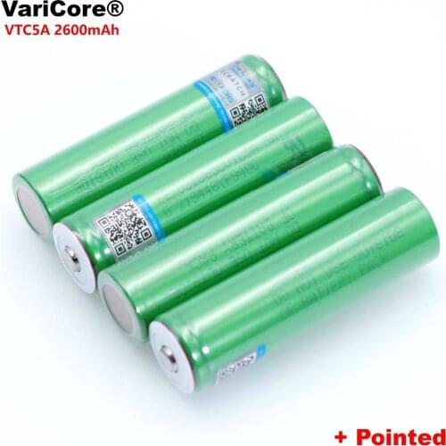 VariCore VTC5A 2600mAh 3.6V 18650 Lithium Battery 30A Discharge for US18650VTC5 batteries +Pointed