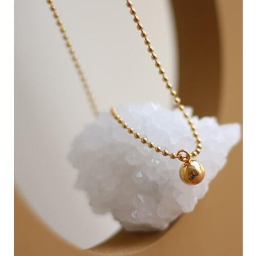 Cute Female Pendant Necklace Sterling Silver Gold Chain Necklaces For Women Vintage Small Round Wedding Necklace