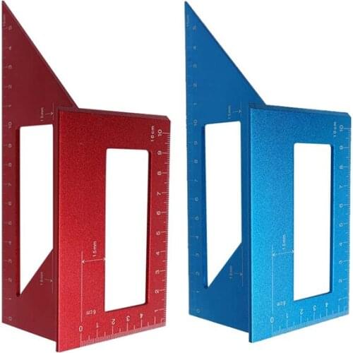 Multifunctional Square 45/90 Degree Gauge Angle Ruler Measuring Tool Charm Woodworking Tool Blue Red Aluminum Alloy