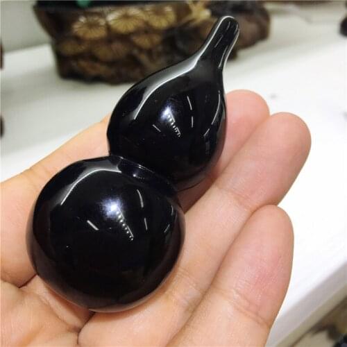 Natural Obsidian big gourd quartz crystal gemstone reiki healing carved Necklace pendant for decoration 1pcs