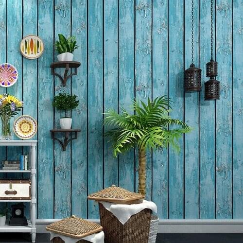 Beibehang Retro nostalgic wallpaper antique wood bar personality fashion womens clothing store barber shop wood grain wallpaper