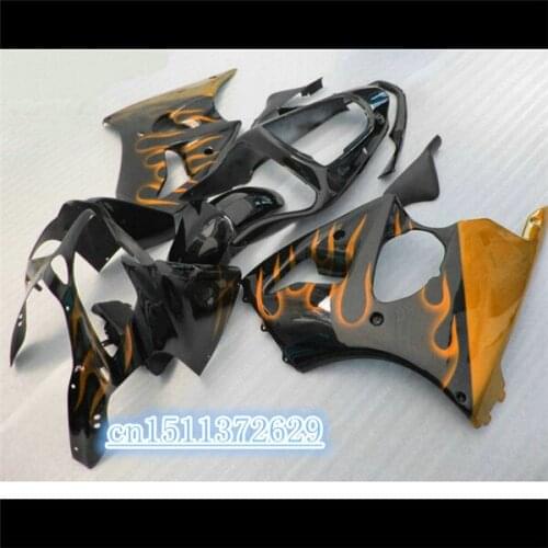 Dor-ABS Orange flames black full Fairing for KAWASAKI Ninja ZX6R 636 2000-2002 ZX 6R 00-02 ZX6R 00 01 02 2000 2001 2002 D