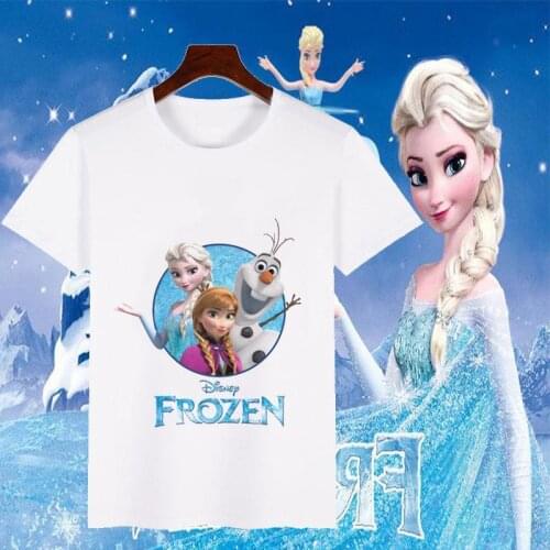 Frozen Girls Clothing Boys and Girls Short-sleeved T-shirt Summer New Princess Aisha Short-sleeved Childrens Clothing
