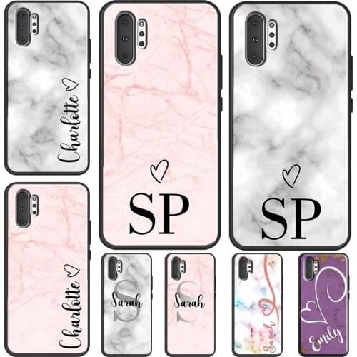 Personalised Name Monogram Marble Phone Case For Samsung Galaxy S21 Plus S20 FE S8 S10 S9 Plus Note 10 Note 20 Ultra Cover