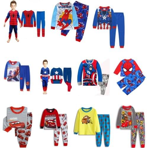 Spiderman Boys Girls Pajamas Sets Marvel Captain American Ironman Autumn Clothing Children Nightwear Pijamas Sleepwear Homewear
