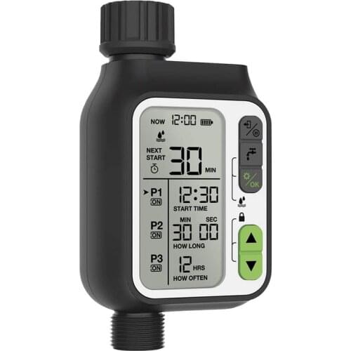 Programmable Hose Watering Timer, Digital Irrigation Timer, IP65 Waterproof Automatic Sprinkler Timer for Garden Lawn