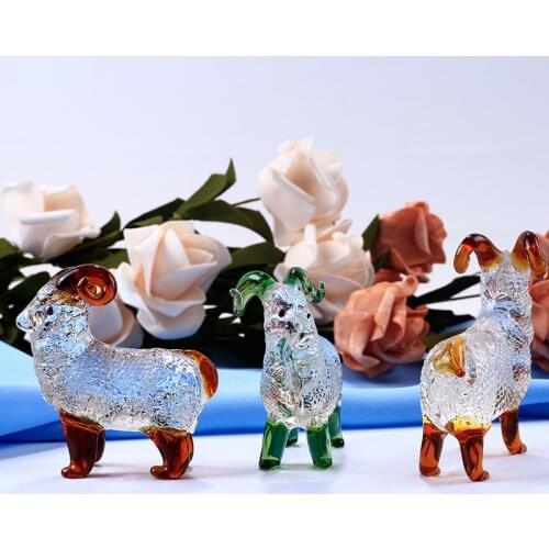 Handmade Crystal Goat Figurines Miniatures Glass Animal Crafts For House Ornaments Home Decoration Accessories Birthday Gifts