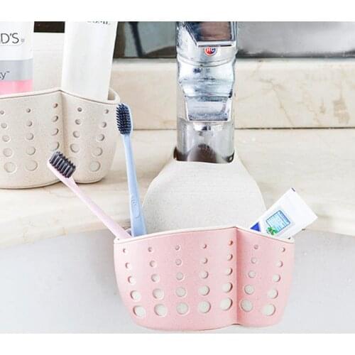 Kitchen Sponge Drain Rack Sink Sponge Holder Wheat Fiber Storage Basket Bathroom Organizer Soap Shelf Hanging Basket Wash