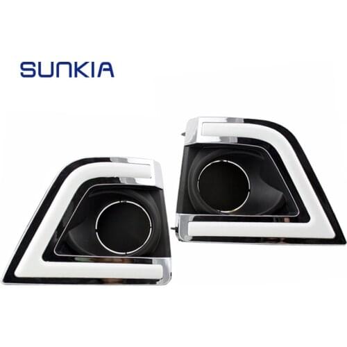 SUNKIA 2014 2015 LED Daytime Running Light for Toyota Corolla 2014 2015 with Amber Turn Signal Fog Lamp Hole DRL Free Shipping