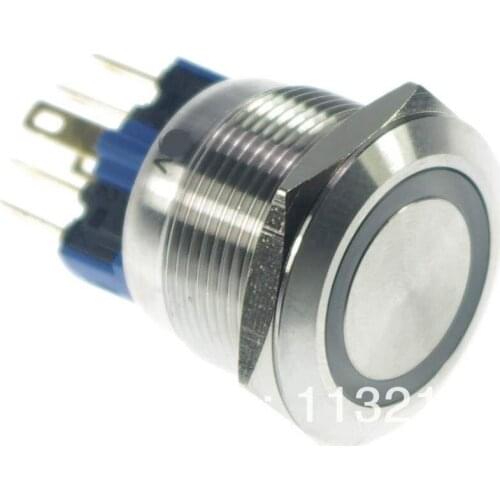 LED Color Orange 22mm LED Ring Illuminated Momentary 1 NO 1 NC Push Button Switch Pin Terminals Waterproof
