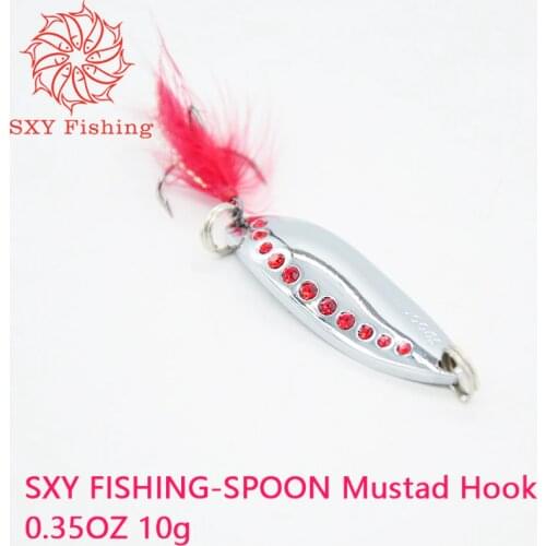 SXY FISHING SPOON Lure fishing Lure SPOON bait 10g Ruby Mustad Hook Fly hook