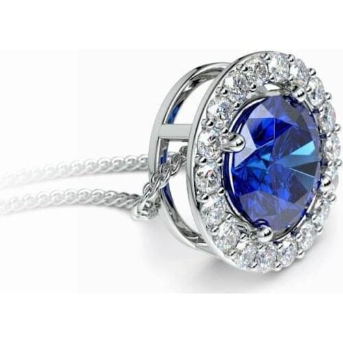 Huitan Gorgeous Green/Blue Cubic Zirconia Necklace for Wedding Engagement Party Simple and Elegant Design Womens Neck Jewelry