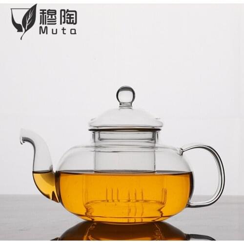 High quality Heat Resistant Glass Flower Tea Pot,Practical Bottle Flower TeaCup Glass Teapot with Infuser Tea Leaf Herbal Coffee