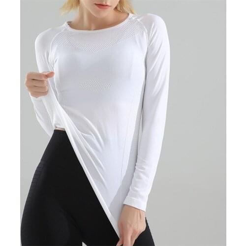 Womens Seamless Long Sleeve Yoga Shirts Sport T-shirt Gym Fitness Sportswear High Elasticity Running Workout Tops Sport Shirt