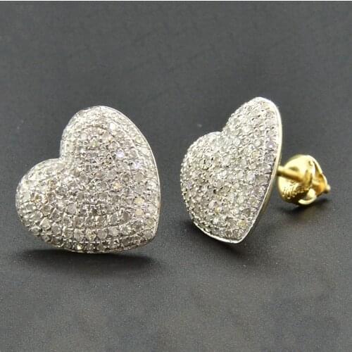 Love Heart Shape Stud Earrings For Women AAA Iced Out Cubic Zirconia Stone Bling Gold Color Earring Jewelry Hip Hop Z4M329