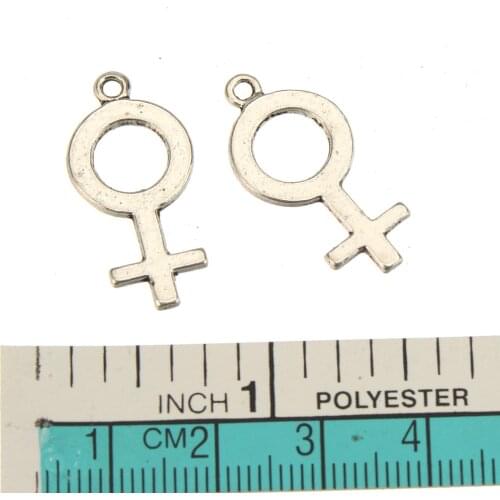 DIY Gender Symbol Charms Female Male Bracelets Necklaces Pendants Retro Silver Metal Fashion Jewelry Components 25*12*1mm 40pcs