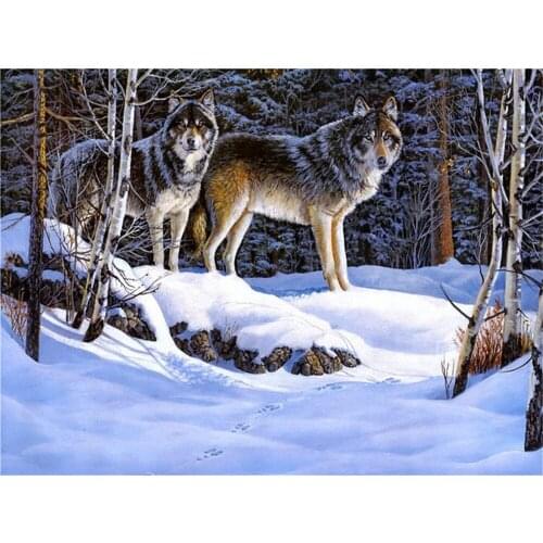 Wolf Animal DIY Embroidery 11CT Cross Stitch Kits Needlework Craft Set Printed Canvas Cotton Thread Home Decoration New Sell
