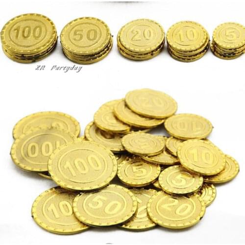 Plastic Gold Treasure Coin Captain Pirate Coin Baby Kids Props Decoration Toys for Boys Birthday Props Halloween Christmas Gift