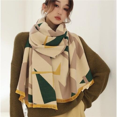 2021 Women Soft Winter Cashmere Scarf Hijab Print Blanket Thick Warm Shawl Wrap Foulard Female Pashmina 180*65cm Bufanda Echarpe