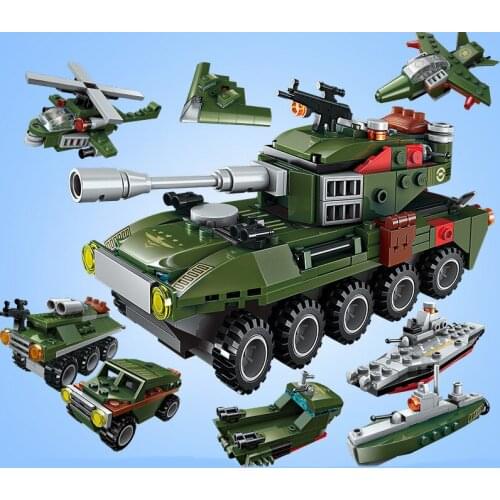 361pcs Enlightenment 1803 Military 8-in-1 Armored Car Assembled Model Car Boy Assembled Building Block Toy Gifts