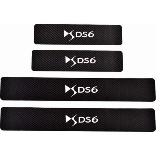 Car Accessories For Citroen Ds6 Door Sill Scuff Plate Carbon Fiber Pu leather 4Pcs
